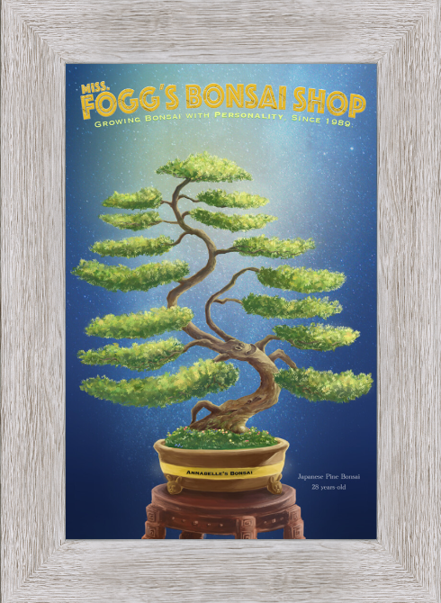 The Smiling Pine Bonsai, customized with your child's name (framed 12x16-inch) - Image 3